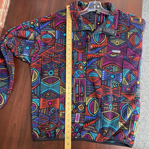VTG 1995 PATAGONIA Snap Fleece Western Aborigine Aztec Tribal sz LARGE - Picture 11 of 13
